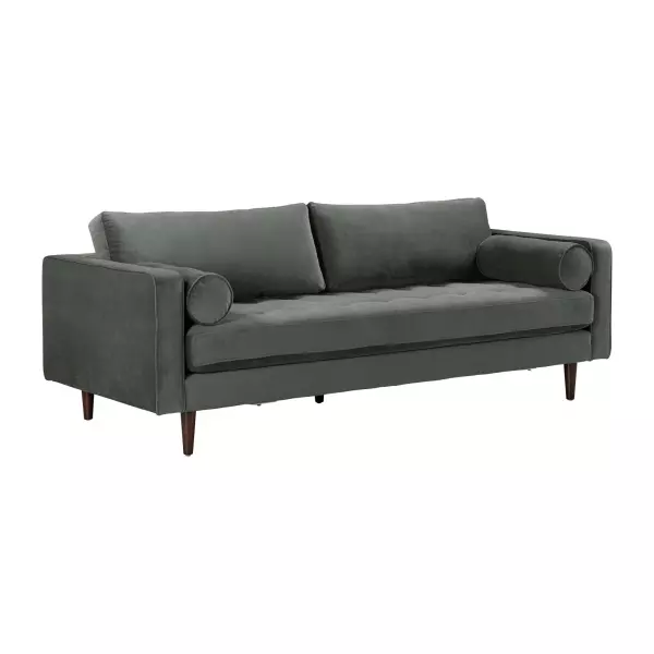 REN-L01143 Cave Ash Gray Velvet Sofa