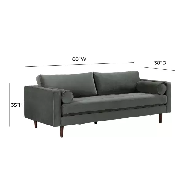 Ren L01143 Cave Ash Gray Velvet Sofa 5