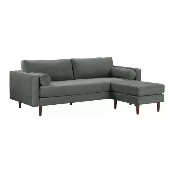 REN-L01143-SEC Cave Ash Gray Velvet Sectional