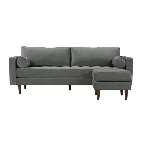 Ren L01143 Sec Cave Ash Gray Velvet Sectional 2