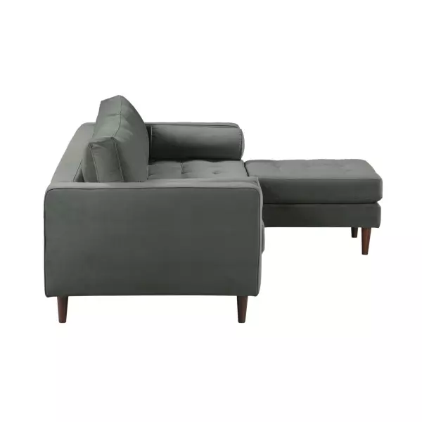 Ren L01143 Sec Cave Ash Gray Velvet Sectional 4