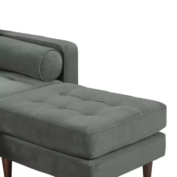 Ren L01143 Sec Cave Ash Gray Velvet Sectional 5