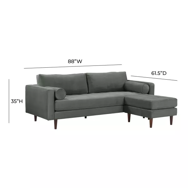 Ren L01143 Sec Cave Ash Gray Velvet Sectional 6