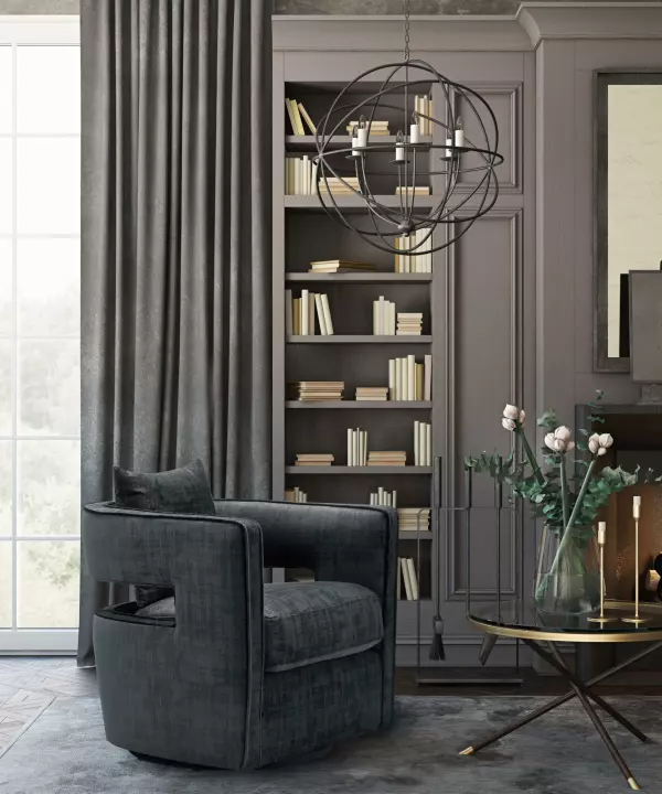 Tov L6145 Kennedy Black Swivel Chair 7