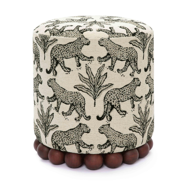 TOV-OC69196 Dex Cream Leopard Jacquard Ottoman