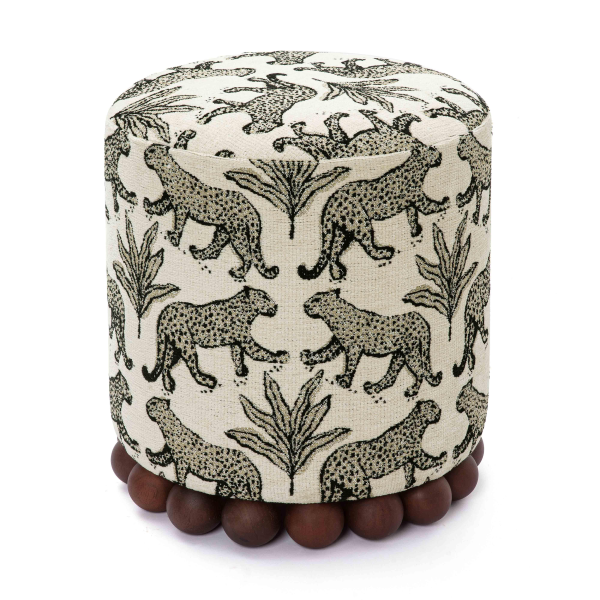 Tov Oc69196 Dex Cream Leopard Jacquard Ottoman 4