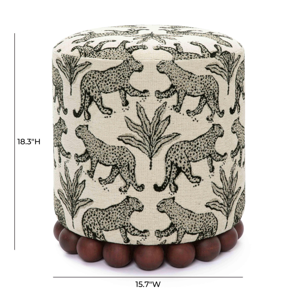 Tov Oc69196 Dex Cream Leopard Jacquard Ottoman 6