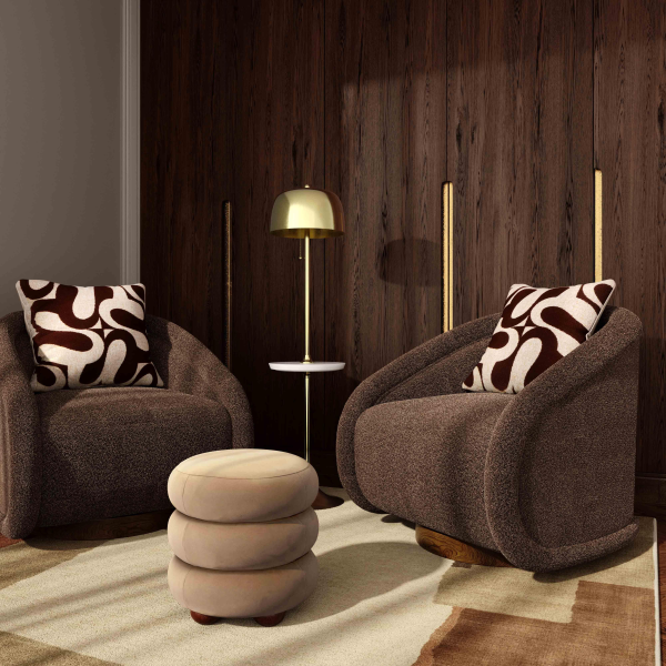TOV-S69069 Rory Chocolate Brown Boucle Swivel Chair