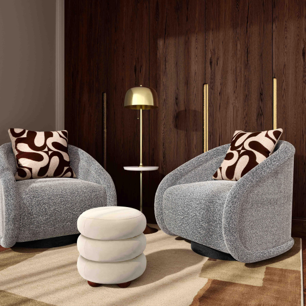 TOV-S69070 Rory Grey Boucle Swivel Chair